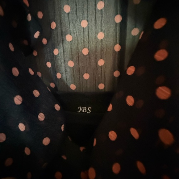 JBS Midi Dress Womens 14W Brown Polka Dot Ruffle Tie Semi Sheer Faux Wrap - Picture 9 of 9